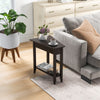 2-Tier Wedge Narrow End Table with Storage Shelf and Solid Wood Legs-Espresso - Gallery View 1 of 8