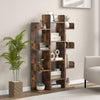 Tree-Shaped Bookshelf with 13 Compartments for Home Office-Rustic Brown - Gallery View 1 of 9