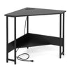 Triangle Computer Corner Desk with Charging Station-Black - Gallery View 1 of 11