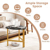 Triangle coffee table with metal legs, featuring ample storage for books, snacks, and plants in a stylish black design.