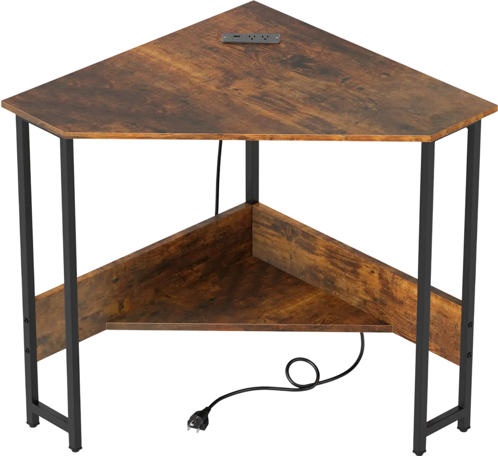 Costway Triangle Corner Computer Desk with Charging Station 58124369 New