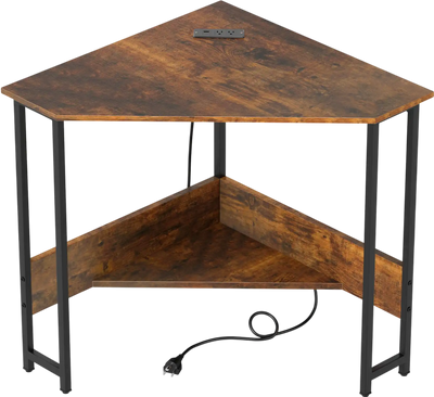 Costway Triangle Corner Computer Desk w/ Charging Station 58124369 New