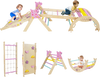 Triangle Set 8-in-1 foldable baby climbing toys in unicorn theme, featuring beech wood and a Montessori maze for fun.