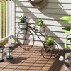 Tricycle plant stand with three hollowed bronze baskets, perfect for indoor or outdoor plant display.