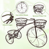 Tricycle plant stand with three hollowed bronze baskets, ideal for indoor or outdoor plant display and decoration.