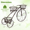 Tricycle plant stand in bronze with three hollowed baskets, ideal for indoor and outdoor plant display.