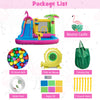 Inflatable bounce castle with water slide, 735W blower, 50 ocean balls, and carrying bag for summer fun.