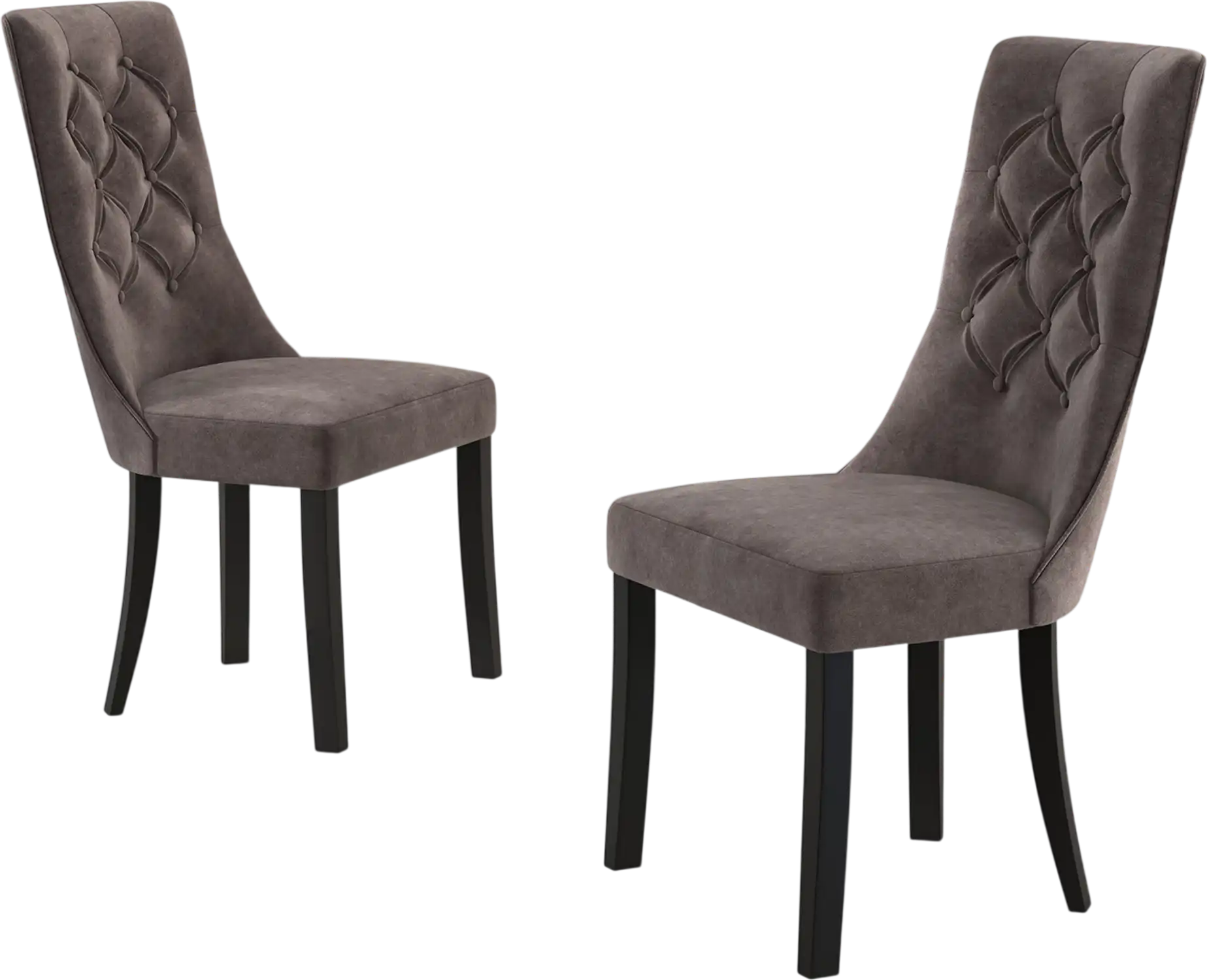 Costway Tufted Upholstered Dining Chairs Set of 2 Gray High Back Padded Seat 71258469 New