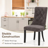 Gray tufted dining chair with high backrest, rubber wood legs, and padded seat, perfect for dining and elegant spaces.
