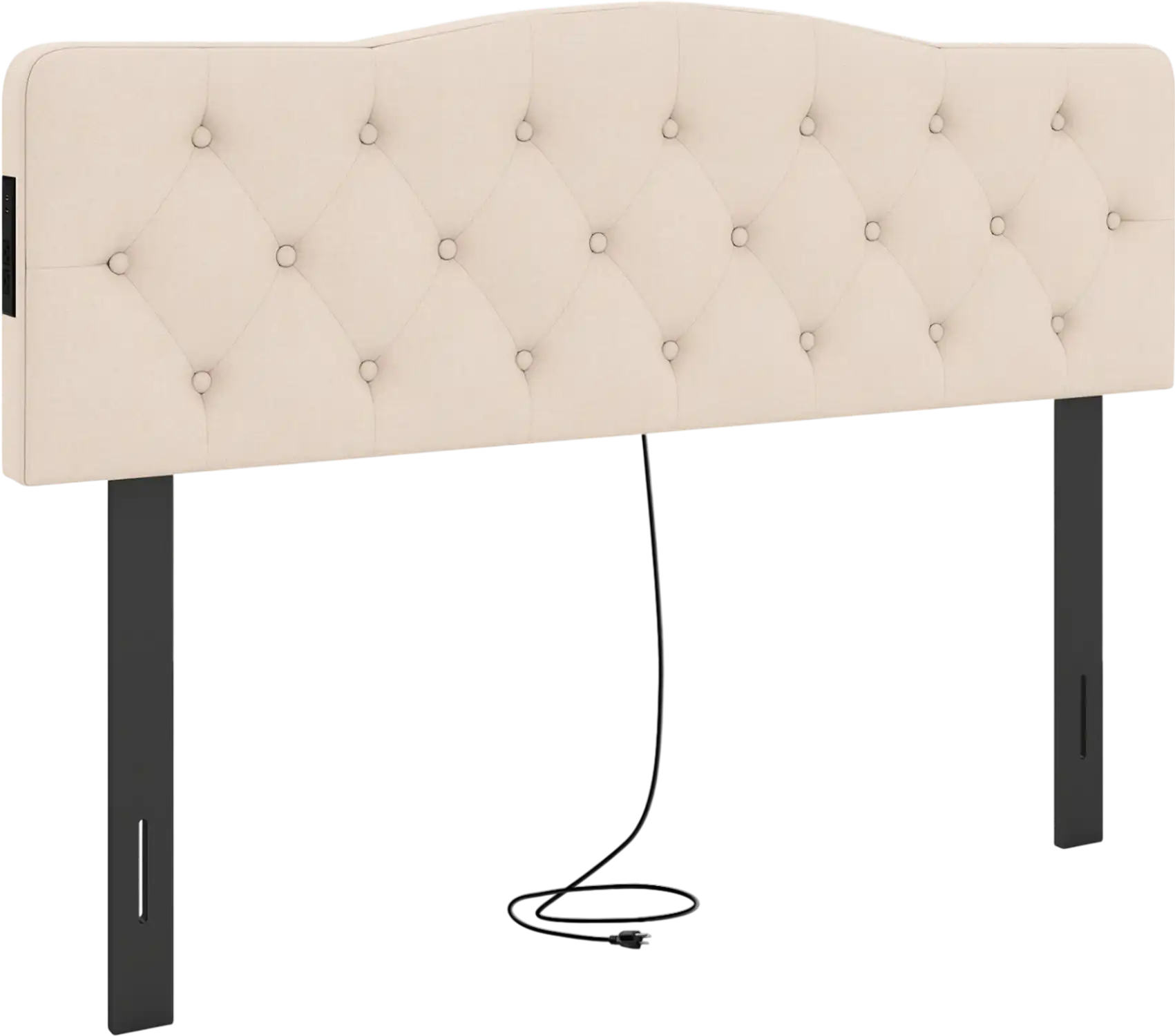 Costway Tufted Upholstered Headboard Queen/Full Bed w/ 2 AC Outlets 57628302 New