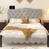 Tufted Upholstered Head Board for Queen and Full Size Bed with 2 AC Outlets-Gray - Gallery View 1 of 11