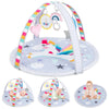 Colorful baby play gym mat with detachable toys for sensory development, ideal for infants aged 0-12 months.