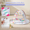 Baby play gym mat with colorful unicorn design, featuring 5 detachable toys for sensory development and easy.