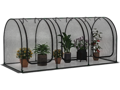 Costway Large Portable Tunnel Crop Cage Plant Protection Tent 3 Roll-up Zippered Doors 81323438 New