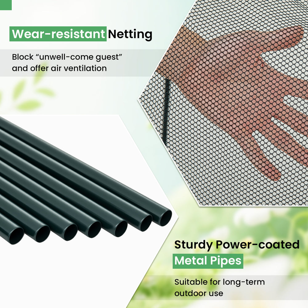 High-density breathable mesh netting for the Tunnel Crop Cage, ensuring plant protection and ventilation outdoors.