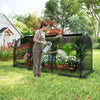 Large portable plant protection tent with breathable mesh and roll-up zippered doors for easy access and ventilation.