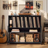 Turntable Stand with Charging Station and Vinyl Storage Shelves-Black - Gallery View 1 of 11