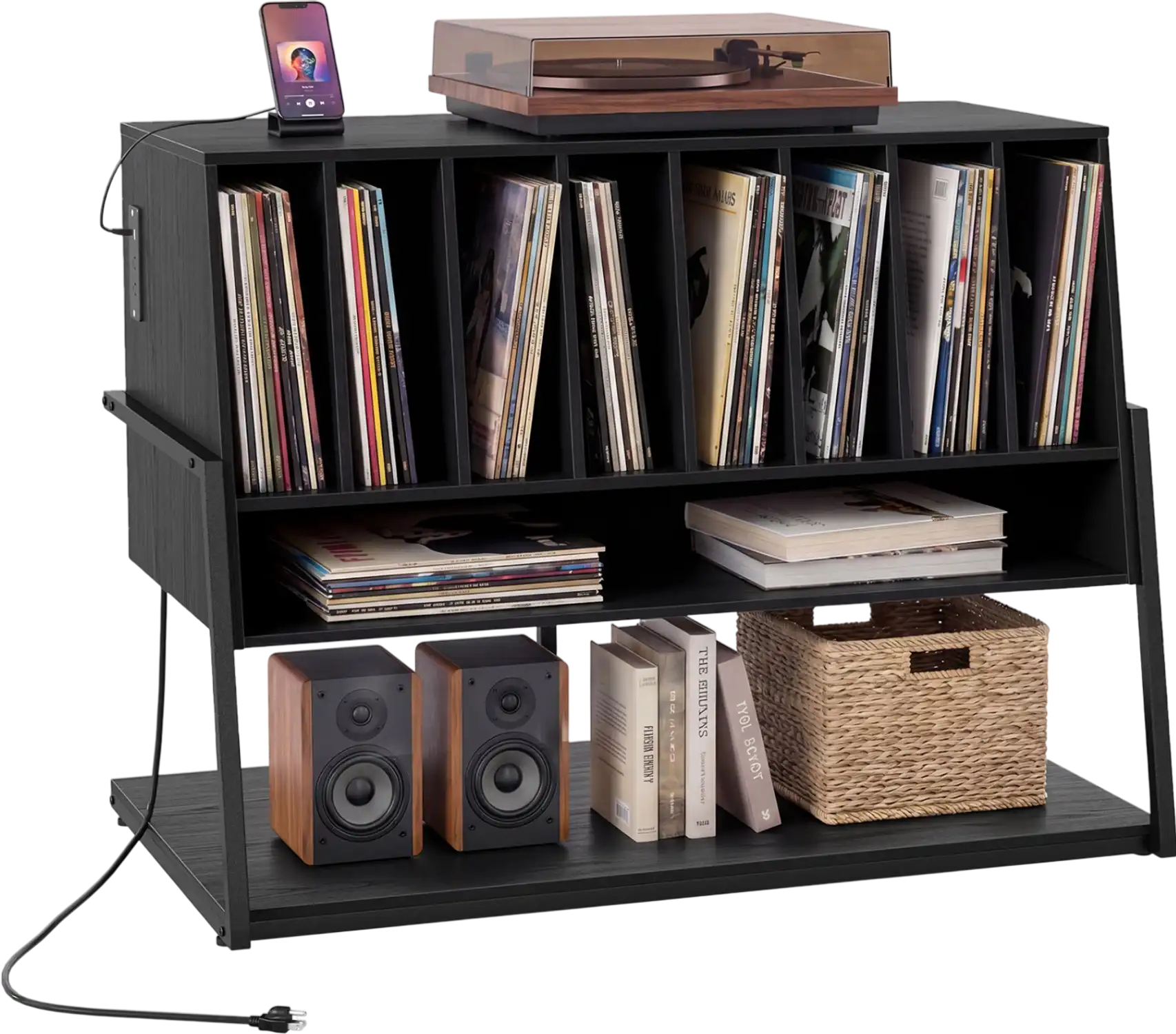 Costway Turntable Stand Charging Station Vinyl Storage Side Table 20774719 New