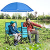 Portable Folding Picnic Double Chair With Umbrella-Turquoise - Gallery View 1 of 10