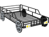 Car-shaped twin-size metal bed frame with safety guardrails and decorative wheels for imaginative kids' bedrooms.