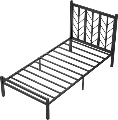 Costway Twin Platform Bed Metal Frame Branch Headboard 35271864 New