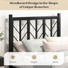 Twin size platform bed with a unique branch-shaped headboard and refined metal frame for elegant bedroom decor.