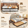 Twin daybed with curved backrest and armrests, perfect as a cozy sofa or extra sleeping space for guests.