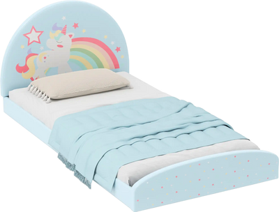 Costway Upholstered Twin Kids Floor Bed Frame w/ 210D Oxford Cloth Mat 12603661 New