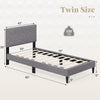 Twin size bed frame with upholstered headboard, geometric quilting, and sturdy LVL slats for modern bedroom decor.