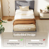 Twin/Full/Queen size bed frame with upholstered headboard, featuring embedded design for stability and modern style.