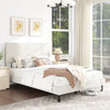 Twin/Full/Queen Size Velvet Bed Frame Upholstered Platform Bed with Chevron Headboard Beige-Full - Gallery View 1 of 10