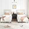 Twin size velvet bed frame with chevron headboard in beige, featuring adjustable height and modern design for stylish.