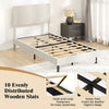 Twin size velvet bed frame with chevron headboard, featuring 10 wooden slats for strong support and noise-free foam for.