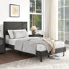 Twin/Full/Queen Size Velvet Bed Frame Upholstered Platform Bed with Chevron Headboard Gray-Twin - Gallery View 1 of 10