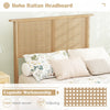 Boho rattan headboard in twin size, featuring hand-woven design and durable PE material for a rustic bedroom look.