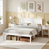 Full-size sturdy wooden bed frame with headboard, slat support, and under-bed storage for a tidy bedroom.
