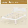 Full size wooden bed frame with headboard, slat support, and 12" under bed storage for tidy rooms.