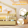 Twin house bed showcasing reinforced crossbars and solid connections for sturdy and reliable support in children's.