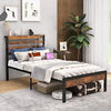 Full/Queen Size Bed Frame with Charging Station and Storage Headboard-Twin Size - Gallery View 1 of 10