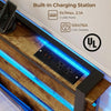 Built-in charging station on the Twin LED Bed Frame featuring 2 AC outlets and 2 USB ports for convenient access.