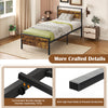 Twin metal bed frame with rustic wood headboard, featuring anti-slip foot pads and convenient buckle design for easy.