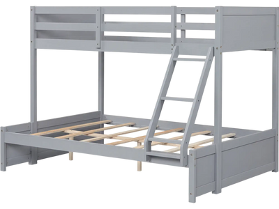 Costway Twin Over Full Bunk Bed w/ 3-Step Ladder Full-Length Guardrails 14359204 New