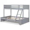 Twin Over Full Bunk Bed with 3-Step Ladder and Full-Length Guardrails-Gray - Gallery View 1 of 1
