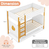 Twin over twin bunk bed with integrated ladder, solid wood frame, and safety guardrails, ideal for kids' rooms.