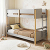Twin Over Twin Bunk Bed with Ladder Convertible to 2 Twin Beds Toddler Wood Bunk Bed-Grey - Gallery View 1 of 10