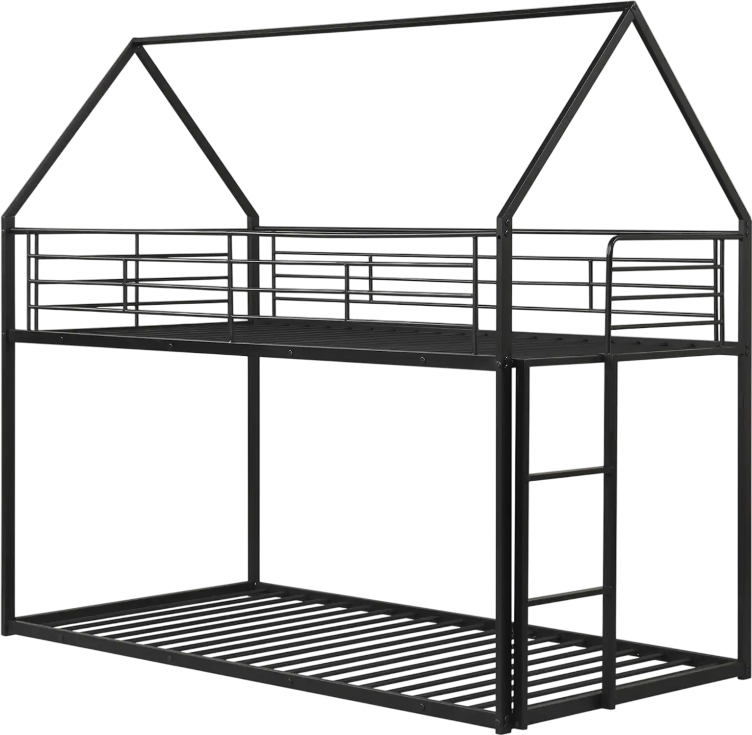 Costway Twin Over Twin Metal Bunk Bed with Roof Ladder 33305465 New