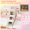 4-step climbing stair with hidden storage space on a twin over twin bunk bed in white for kids and teens.