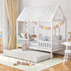 Twin Size Bed Frame House Bed with Trundle and 82 Inch Tall Roof-White - Gallery View 1 of 9