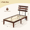 Twin size bed frame with retro headboard, solid wood, 15.5-inch height, and 800 lbs weight capacity for sturdy support.