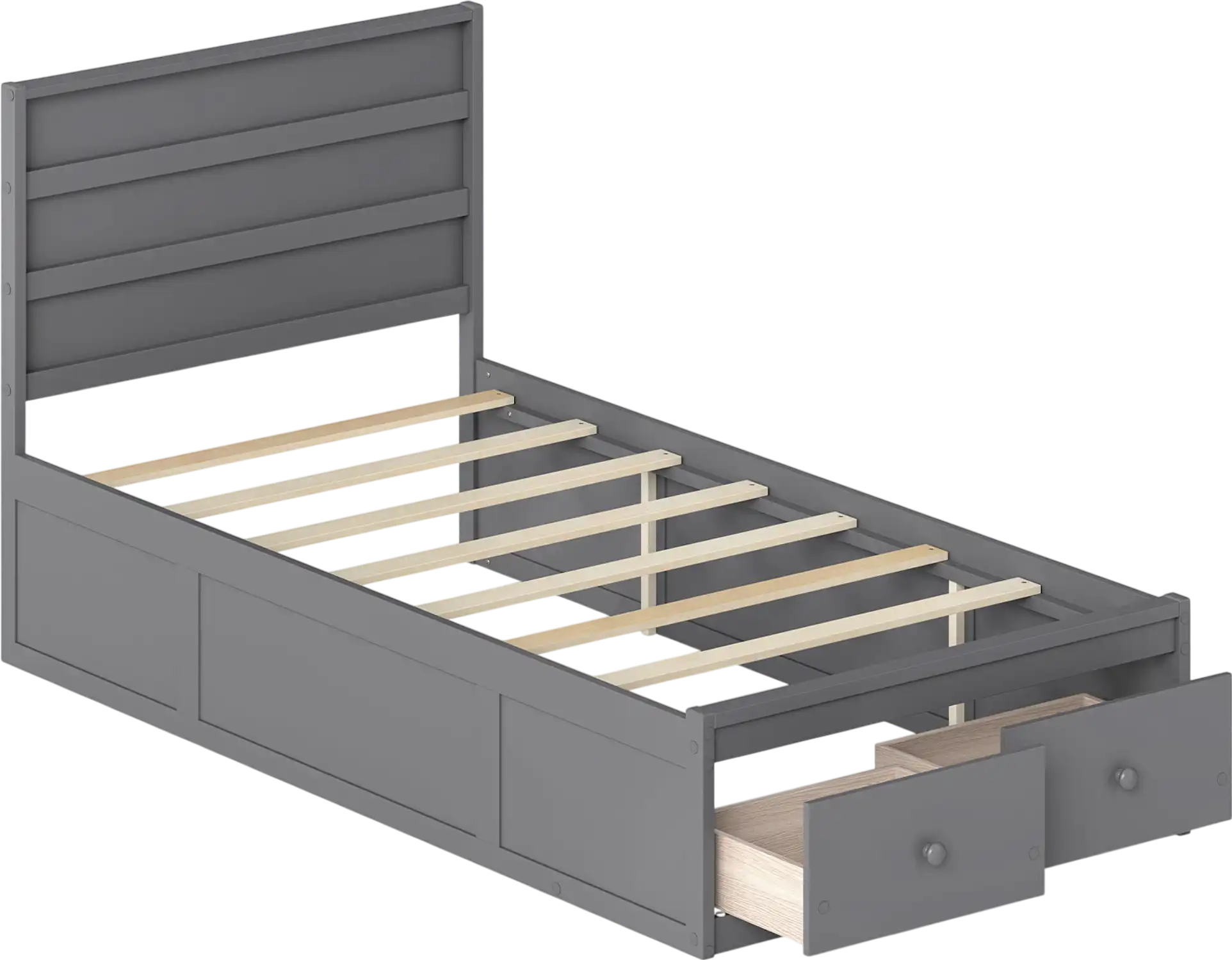 Costway Twin Bed Frame with Storage Drawers Headboard 31327609 New